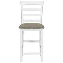 5-Piece Multi-Functional Rubber Wood Counter Height Dining Set with Padded Chairs and Integrated 9 Bar Wine Compartment, Wineglass Holders for Dining Room (Brown + White Wash)