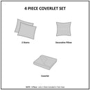 4 Piece Reversible Ruffle Quilt Set with Throw Pillow White King/Cal King