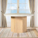 Adalynn - Round Dining Table With Marble Top - White & Weathered Gray Oak