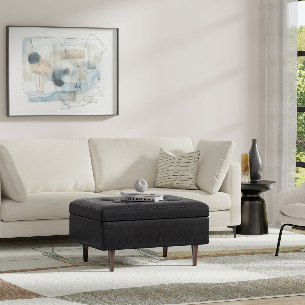 Shay - Large Square Coffee Table Storage Ottoman Mid-Century Style, photo 31 of 40
