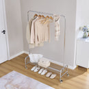 Heavy Duty Iron Garment Rack With Basket On Wheels - Silver by HouseOfZazla