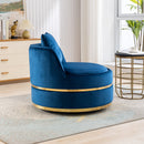 360 Degree Swivel Accent Chair Velvet Modern Upholstered Barrel Chair Over-Sized Soft Chair with Seat Cushion for Living Room, Bedroom, Office, Apartment, Blue
