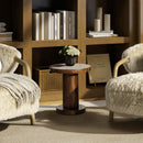 Bolin - Round Pillar Burl Accent Side Table - Walnut Brown by HouseOfZazla