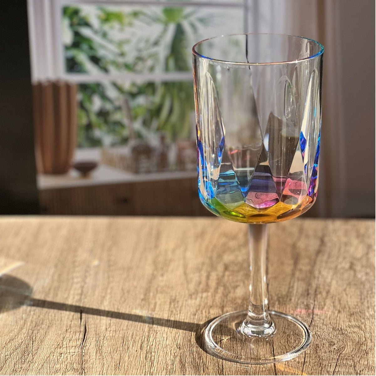 Leadingware Rainbow Diamond Plastic Wine Glasses (Set of 4), Unbreakable Bpa Free Acrylic, 16Oz - Clear, photo 4 of 9