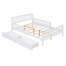 Platform Bed With Guardrails On Both Sides And 2 Storage Drawers