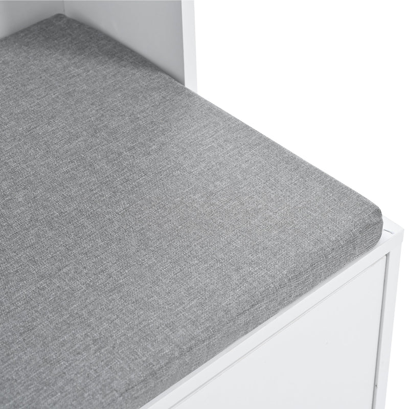 5-in-1 Entryway Bench with Coat Rack, Cushion and 4 Sturdy Hooks, 40.6" Wide Hall Tree with Shoe Storage Bench for Hallway, Entryway, Living Room