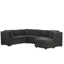 U-Shaped Sectional Sofa Pull Out Sofa Bed With Two USB Ports, Two Power Sockets, Three Back Pillows And A Storage Chaise For Living Room by Unique Piece Furniture