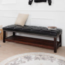 Bedroom End Of Bed Bench Tufted Upholstered End Of Bed Bench End Of Bed Entrance Shoe Bench With Nailhead Trim And Shelf Bedroom Upholstered Bench Living Room Shoe Rack Footstool by HouseOfZazla