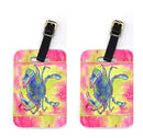 Blue Crab Bright Pink and Green Luggage Tag
