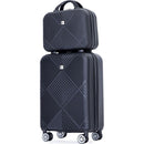 2Piece Luggage Sets ABS Lightweight Suitcase, Spinner Wheels, (20/14) BLACK