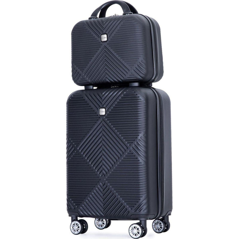 2Piece Luggage Sets ABS Lightweight Suitcase, Spinner Wheels, (20/14) BLACK