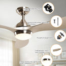 56" Bernardino Indoor Brushed Nickel Downrod Mount Chandelier Ceiling Fan with Light Kit And Remote Control by ParrotUncle