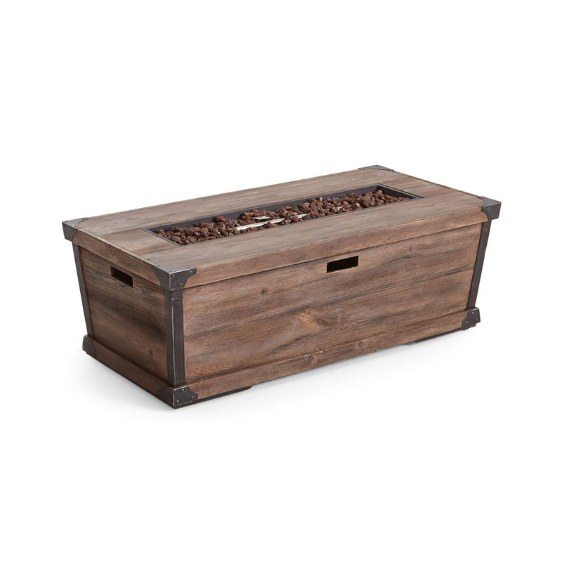 56" Outdoor 50K BTU Wood Pattern Rectangle Gas Burning Fire Pit (SAK43681)
