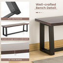 56.5 Inches Wood Dining Bench with Wavy Edge and Adjustable Footpads-Coffee