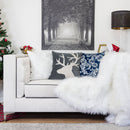 Holiday Reindeer Velvet Accent Pillow 20x20 – Gray and White