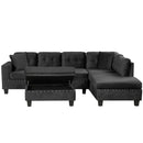 Modern Sectional Sofa With Storage Ottoman, L - Shape Couch With 2 Pillows And Cup Holders by HouseOfZazla