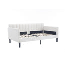Elena - Boucle Upholstered Daybed, Ribbed Tufted Backrest by HouseOfZazla