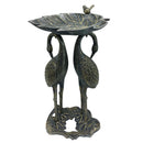 Cast Aluminum 30-in Twin Crane Bird Bath with Leaf Bowl