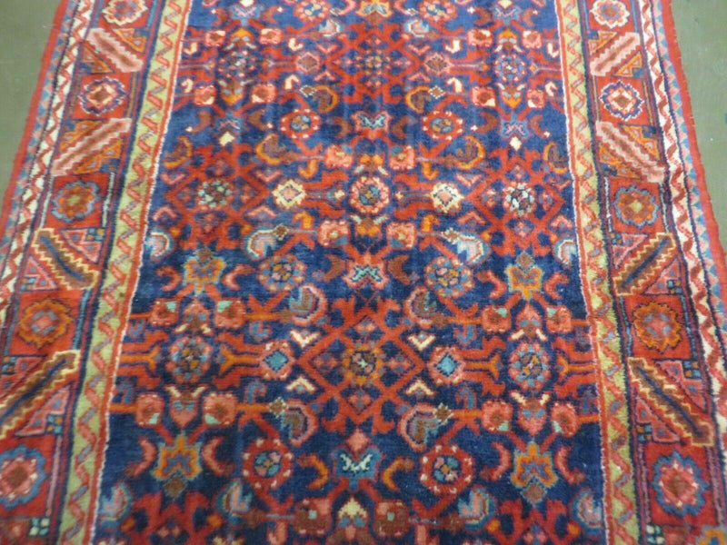 3' 6" X 10' 4" Antique Handmade India Floral Oriental Wool Runner Rug