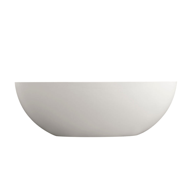 65.2" Freestanding Solid Surface Soaking Bathtub For Bathroom - Matte White, photo 3 of 11