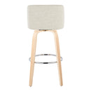 Toriano - Contemporary, Fixed Height Barstool Swivel & Round Footrest (Set of 2)