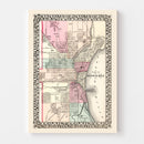 Vintage Map of Milwaukee, Wisconsin 1877