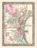 Vintage Map of Milwaukee, Wisconsin 1877