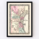 Vintage Map of Milwaukee, Wisconsin 1877