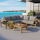 4 Pieces Outdoor Acacia Wood Sofa Set with Coffee Table