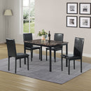 5 Piece Dinning Set With Faux Marble Top, Table & 4 Chairs - Black by HouseOfZazla