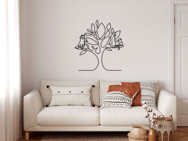 Cat Family Panel Metal Wall Art