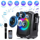 Portable Wireless Party Speaker | LED Lights, 2 Wireless Mics, Remote, TWS & Guitar Input