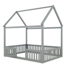 Wood House Bed With Fence And Door by HouseOfZazla
