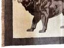 3 x 5 Handmade Rug Brown Beige Hand-Knotted Lion Rug New Vintage Quality Animal