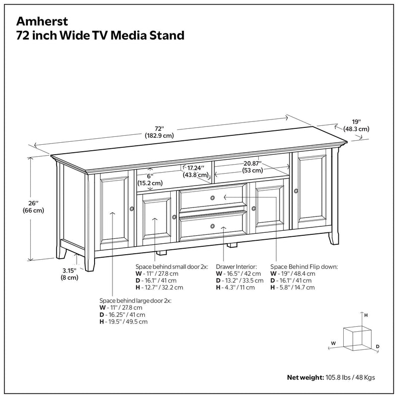 Amherst - TV Stand For TVs Up To 80" - Brown, photo 3 of 4