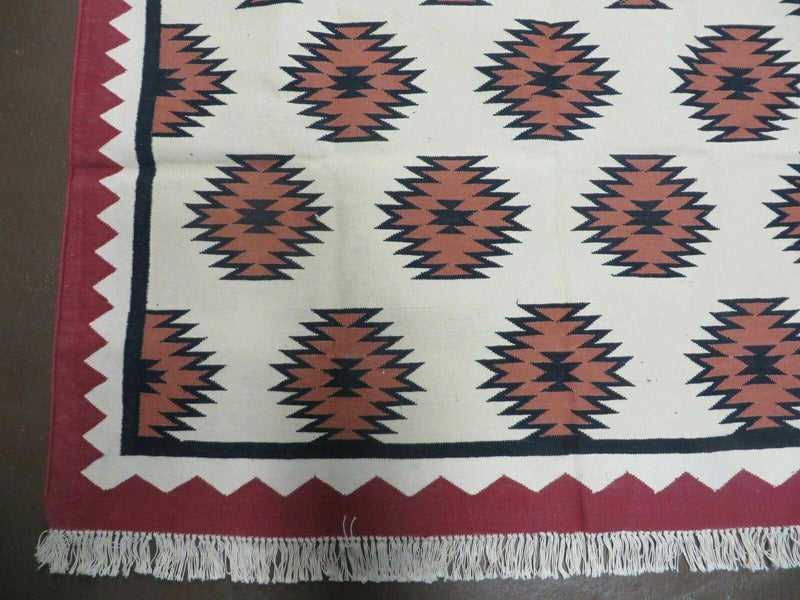 5' X 8' Hand Woven Wool Rug Contemporary Kilim Dhurrie Modern Oriental Area Rug