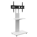 Mobile TV Stand With Shelf Floor Mount Cart For TVs With Lockable Wheels Ideal For Living Room Bedroom Or Office - White by HouseOfZazla