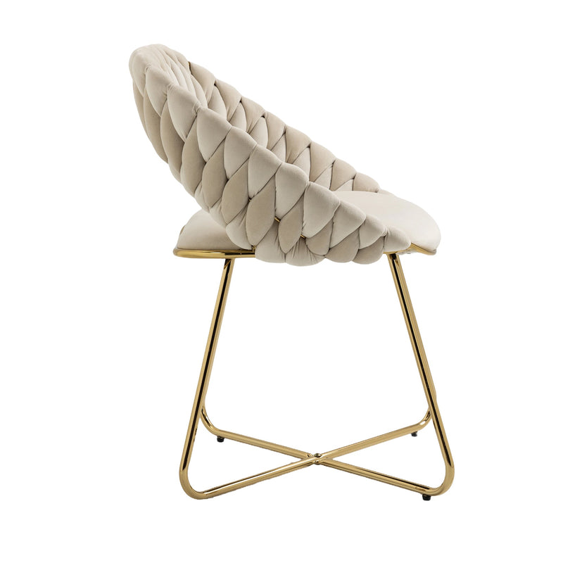 Accent Chairs Set of 2, Velvet Side Chairs with Gold Legs, Mid-Century Upholstered Dining Chairs for Living Room, Kitchen, Bedroom, Beauty Room