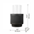 Heavy Cement Round Ribbed Outdoor Water Fountain With Light - Black White
