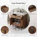 Bathroom Vanity With Ceramic Sink, Modern Free Standing Cabinet With Soft Close Drawers