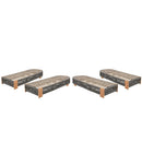 Outdoor Acacia Wood Patio Adjustable Lounge Chair Set of 4 - Grey Rope by HouseOfZazla