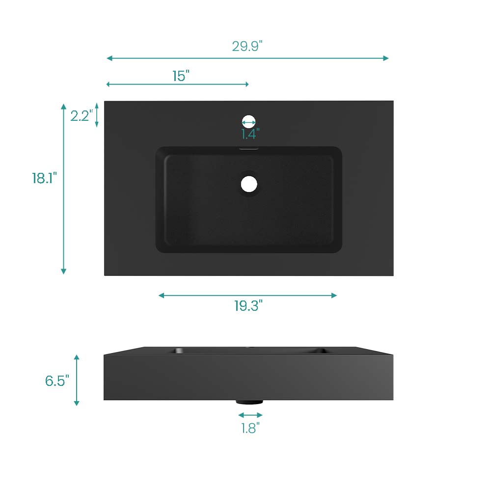 BB02-30-109 Integrated Engineered Solid Surface Basin Matt, photo 7 of 10