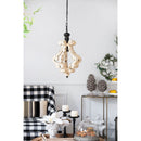 Farmhouse Chandeliar Distressed Pendant French Country Wood Chandelier For Living Room Foyer, Bulb Not Included - Antique Cream by HouseOfZazla