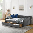 Upholstered Tufted Daybed With 2 Drawers, Waved Arms by HouseOfZazla