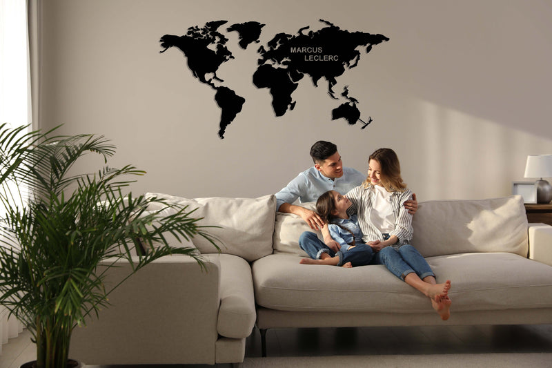 Personalized World Map Metal Wall Art