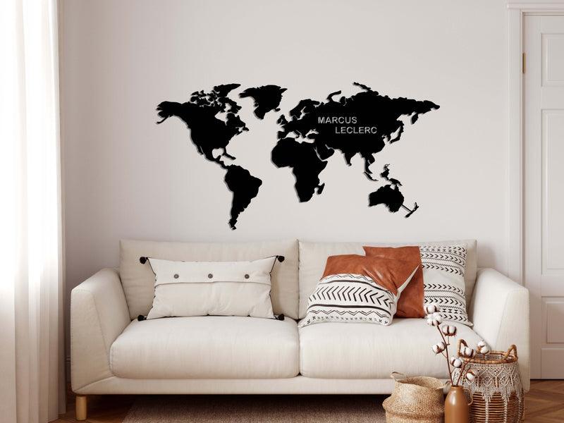 Personalized World Map Metal Wall Art