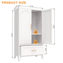 Wardrobe Cabinet With 1 Drawer And Hanging Rod, 2 Doors Closet With Shelf For Bedroom - White by Unique Piece Furniture