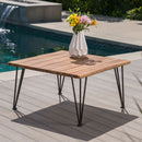 Outdoor Coffee Table With Slat Top And Metal Legs - Teak by HouseOfZazla