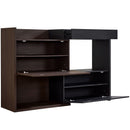 Modern Extendable & Rotating Cabinet With Drawer And Flip Doors For Versatile Storage - Black / Dark Walnut by HouseOfZazla