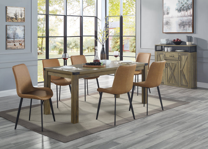 Abiram Dining Table in Rustic Oak Finish